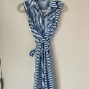 Lucy Paris Blue and White Striped Midi Dress